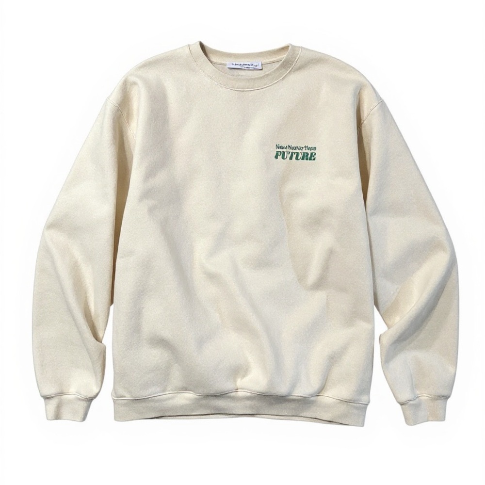 H&M Cream Sweatshirt with Green Print